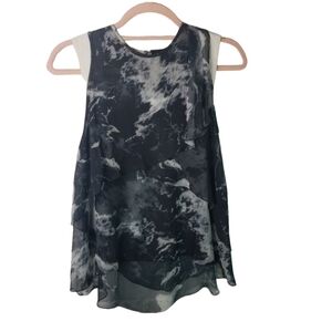 Wai Ming black white smoke silk blouse